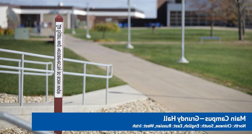 Grundy Hall Peace Pole languages: North, Chinese; South, English; East, Russian; West, Irish